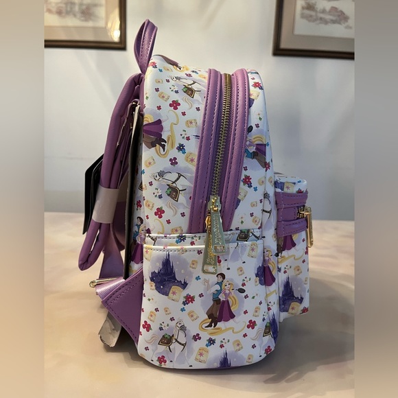 Disney Tangled Rapunzel Flynn Ryder And Maximus All-Over Print Mini Backpack - Picture 2 of 7